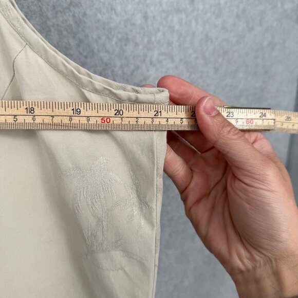 Banana Bay Womens VTG 100% Silk Shift Dress Size L Tan Palm Tree Embroidered - Picture 10 of 10